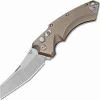 Автоматический складной нож Hogue Wharncliffe EX-A05, клинок Stonewash, сталь 154CM, рукоять пустынный алюминий купить в Мурманске