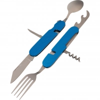 Многофункциональный походный нож (ложка,вилка,нож) 6-в-1, синий купить в Мурманске