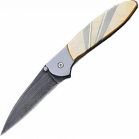 Полуавтоматический складной нож Santa Fe Kershaw Leek, дамасская сталь, рукоять сталь с накладкой из перламутра купить в Мурманске