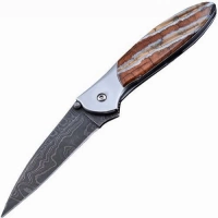 Полуавтоматический складной нож Santa Fe Kershaw Leek, дамасская сталь, рукоять сталь с накладкой из зуба мамонта купить в Мурманске