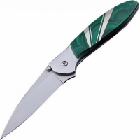 Полуавтоматический складной нож Santa Fe Kershaw Leek, сталь 14C28N, рукоять сталь с накладкой из малахита купить в Мурманске