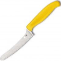 Универсальный кухонный нож Spyderco Z-Cut Serrated Offset Kitchen, сталь CTS™ — BD1 Alloy, рукоять желтый полипропилен купить в Мурманске