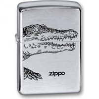 Зажигалка ZIPPO Alligator, с покрытием Brushed Chrome, латунь/сталь, серебристая, матовая, 36x12x56 купить в Мурманске