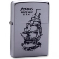 Зажигалка ZIPPO Boat-Zippo Satin Chrome, латунь с ник.-хром. покрыт., сереб., матовая, 36х56х12мм купить в Мурманске