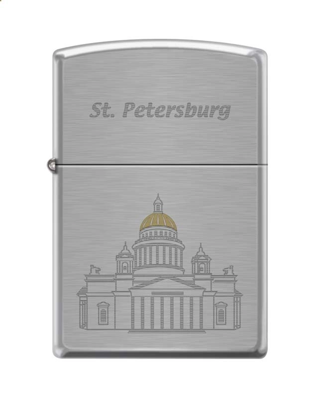 Зажигалка ZIPPO Исакиевский собор, с покрытием Brushed Chrome